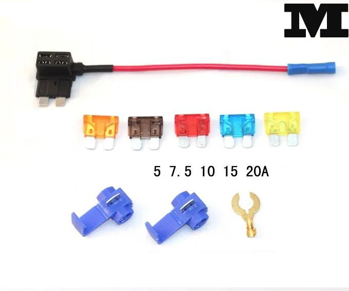 M/S/Mini size Fuse Adapter tap Dual Adapter Holder For Car Auto Truck 5/7.5/10/15/20A fuse+terminal