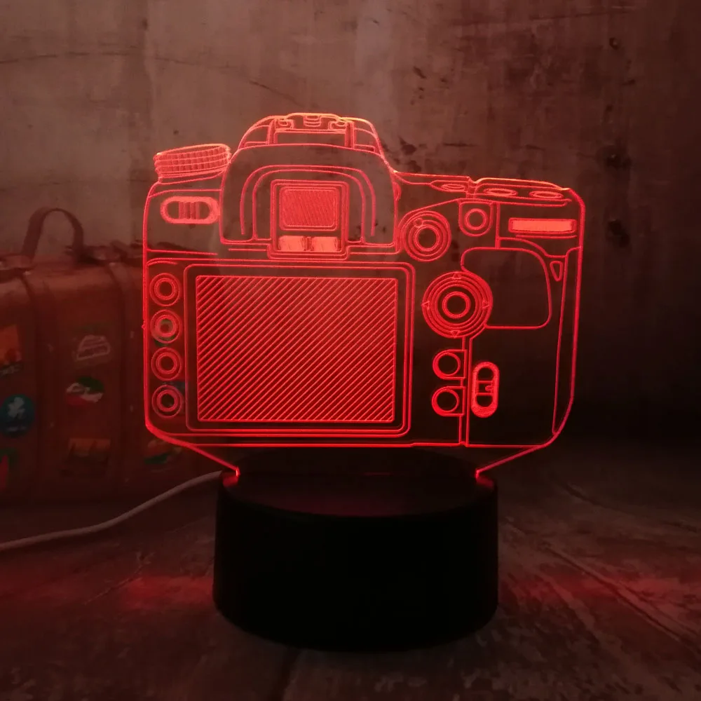Новая цифровая камера 3D RGB светодиодный ночной Светильник многоцветный креативный 7 цветов Пульт дистанционного управления USB настольная лампа домашний Декор Рождественский подарок