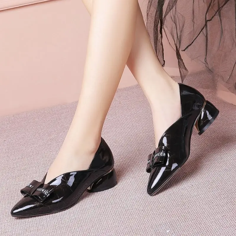 YINKOGET/Модная брендовая женская обувь на толстом каблуке, высокое качество, Офисная женская обувь, весенвечерние обувь на каблуке, обувь для девочек, обувь на высоком каблуке