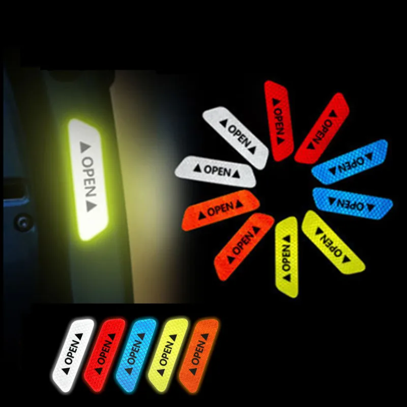 

4Pcs Warning Mark Reflective Tape Universal Exterior Accessories Car Door Stickers for Fiat Panda Bravo Punto Linea Croma 500