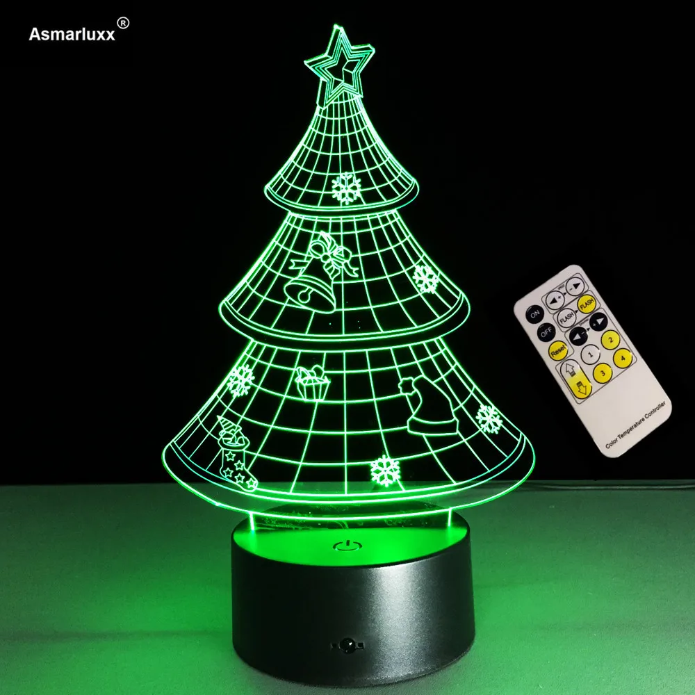 Remote Or Touch Control 3D Lamp Christmas Tree Night Light 7 Color Dimming 3D Table Light for