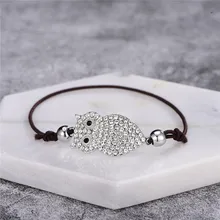 Прозрачный Кристальный браслет с подвеской в виде совы черные глаза милая сова Регулируемая цепочка браслет Женская Девушка подарок дропшиппинг