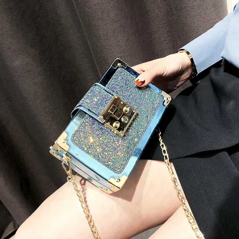 

New Style Handbags Korean-Style Fashion Sequin Small Bags Tide Cool Versatile One-Shoulder Crossbody Bag Charming Chain Bag Fema