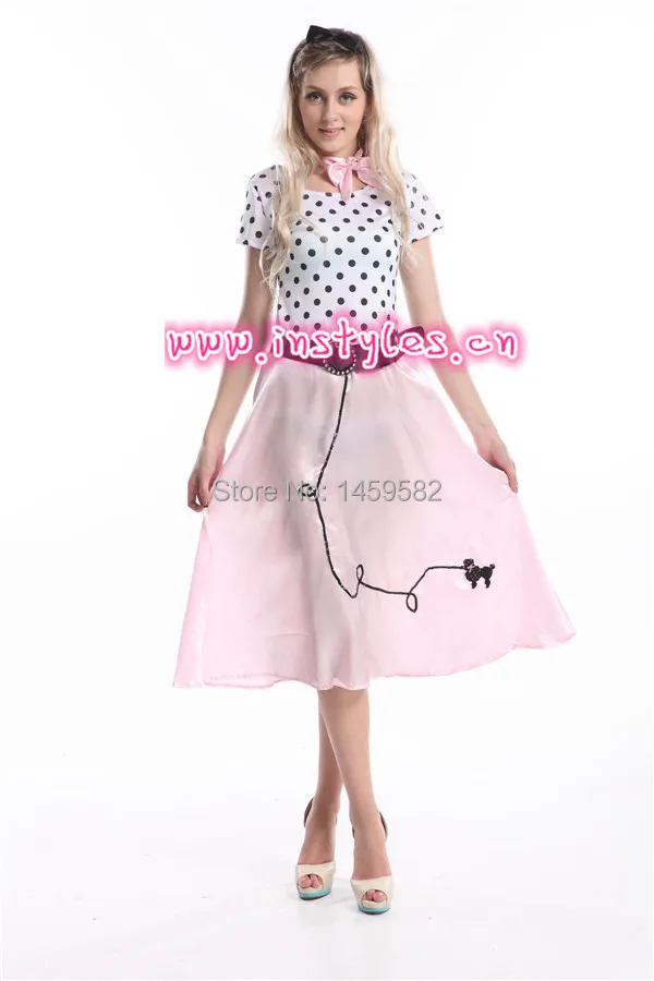 Fifties Costumes Promotion-Shop For Promotional Fifties Costumes Free shipping Rock n Roll Dress 1950s Ladies Fancy Dress Party Costume Grease Fifties Womens Costume Outfit zy392 - Fifties Costumes Promotion-Shop For Promotional Fifties Costumes
