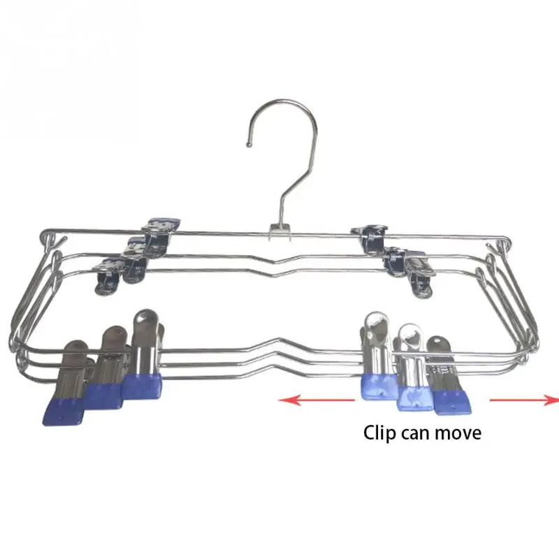 6 слоев Компактный органайзер для брюк и юбок Нескользящая складная стальная вешалка для шкафов с зажимами для дома многофункциональная стойка