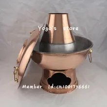 34 см Китай медный самовар утолщенной монгольский китайский дракон уголь медь емкость для фондю ручной работы огонь горшок