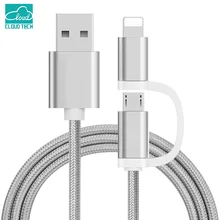 2 in 1 Cable Micro USB Data Cable for Apple iPhone 5 5s 6 6s 7 Plus Charging Cable Android for Samsung HTC Mobile Phone
