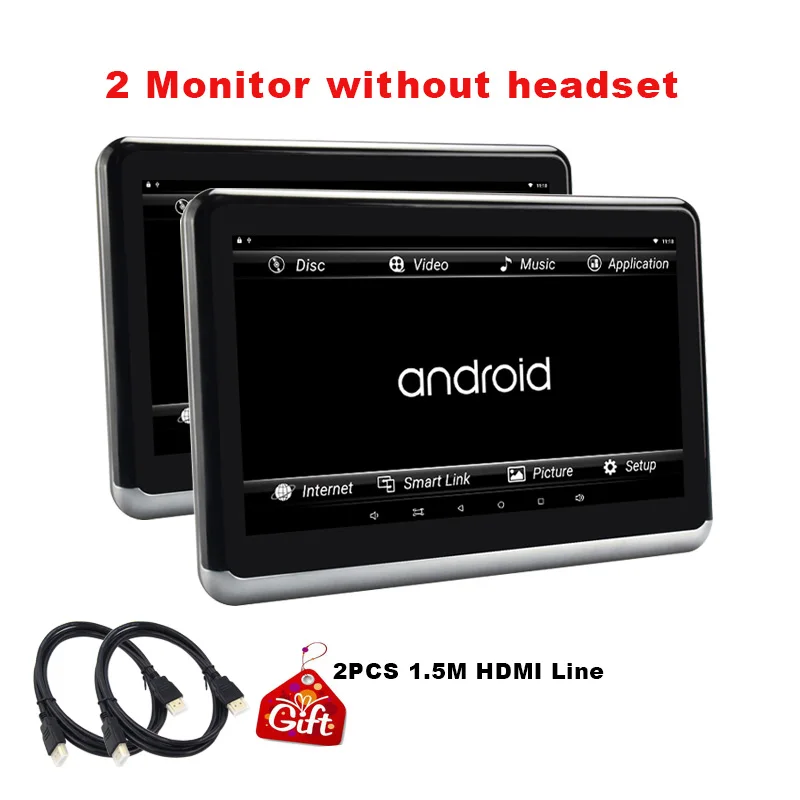 XST 10,1 дюймов Android 6,0 Автомобильный подголовник монитор MP5 видео плеер HD сенсорный экран 1080P FM WIFI Bluetooth USB SD с HDMI выходом - Цвет: 2 monitor only