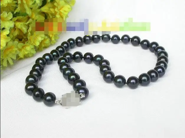 

Free Shipping>> new hot AAA Genuine 11mm round black freshwater pearls necklace