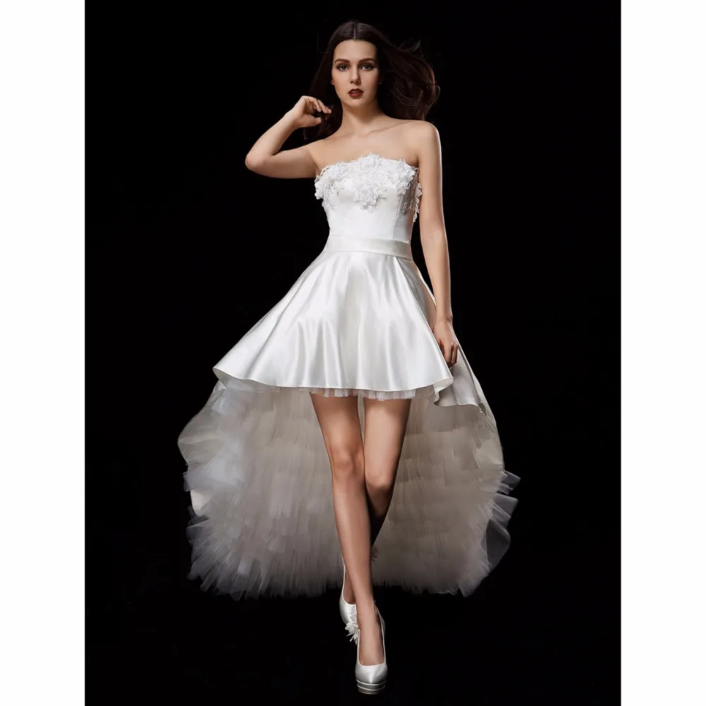 LAN TING BRIDE Ball Gown Wedding Dress Strapless Asymmetrical Satin