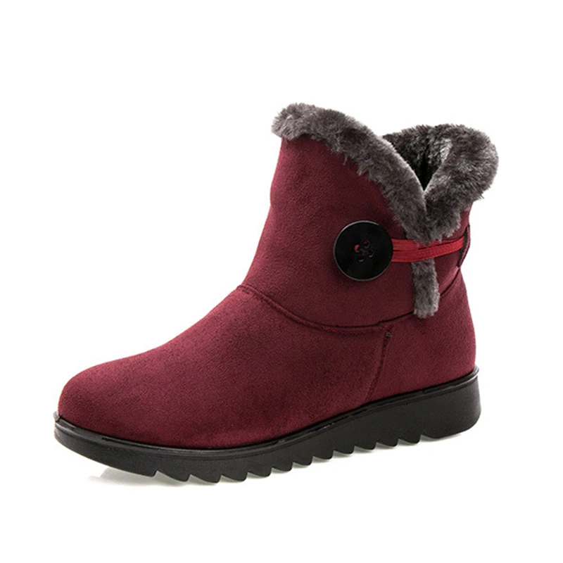Acheter Chaud De Fourrure Femmes Bottes de Neige 2018 Nouveau Plat Plate Forme D hiver Chaussures Troupeau Cheville Bottes Femme Mode Non Slip De Base neige Casual Chaussures