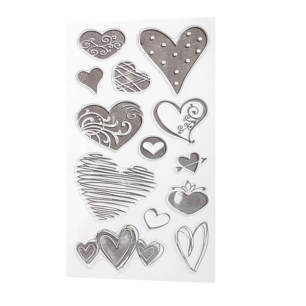 Love Heart Silicone Clear Rubber Stamp Seal for Scrapbook, Diary, Photo Album, Christmas Xmas Card Making, DIY Craft