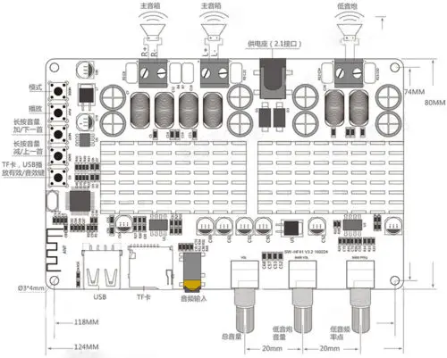 Bluetooth 4,1 High-Мощность 2,1 канальный цифровой усилитель доска с USB/TF/AUX IN