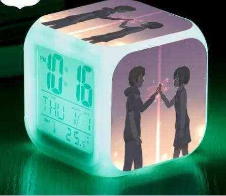 Часы для мальчиков и девочек с мультипликационным принтом «Ваше имя», цифровые будильники, светодиодный Будильник, пробуждение, reloj despertador horloge digitale - Цвет: Оранжевый