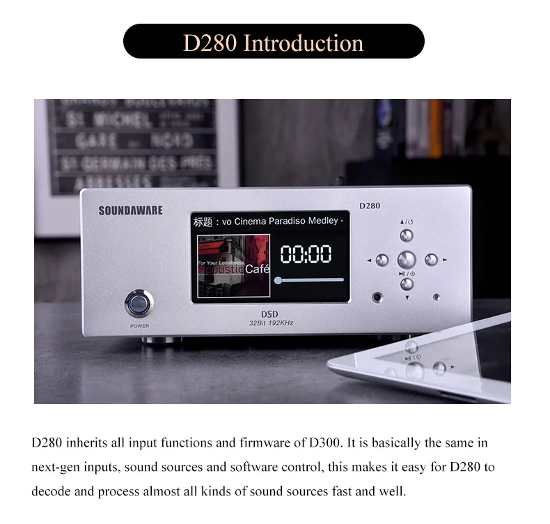 Soundaware D280 Hifi Доступная сеть цифровой транспорт фемто-часы Высокая производительность источник звука FPGA музыкальный плеер DSD PCM