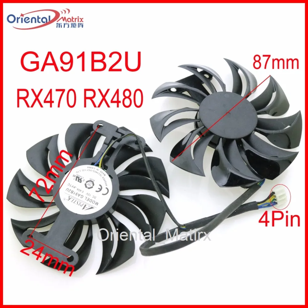 Free Shipping GA91B2U 12V 0 40A 87mm 4Wire 4Pin For Dataland RX470 RX480 font b Graphics