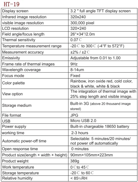 HT-19 3.2in полный угол TFT экран дисплея Инфракрасный Тепловизор инфракрасный термометр AC100-240V