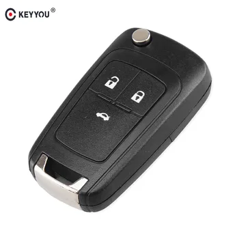 

KEYYOU 3 Button Car Key Flip Switchblade Remote Key Shell Case HU100 Blade for Vauxhall Opel Insignia Astra J Zafira C