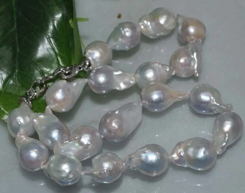 

Free shipping hot sale Women Bridal Wedding Jewelry >>Natural Rare gray 14*22mm Baroque nucleated perl Necklace J8961