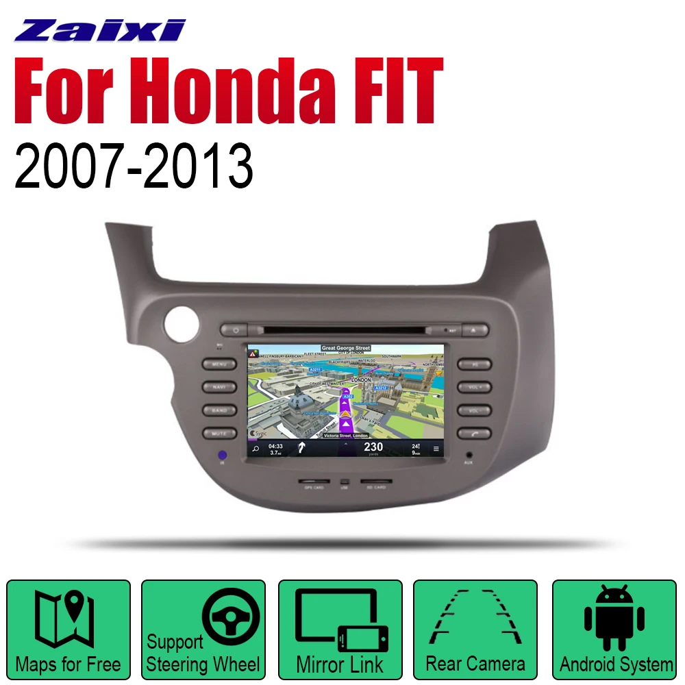 

Auto Radio 2 Din Android Car DVD Player For Honda FIT / JAZZ 2007~2013 GPS Navigation BT Wifi Map Multimedia system Stereo