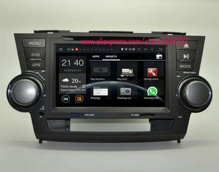 Discount free shinppingAndroid 6.0 Quad-core RAM 2GB Car DVD Player For TOYOTA Highlander support 3G/wifi USB GPS BT GPS Radio Audio 1