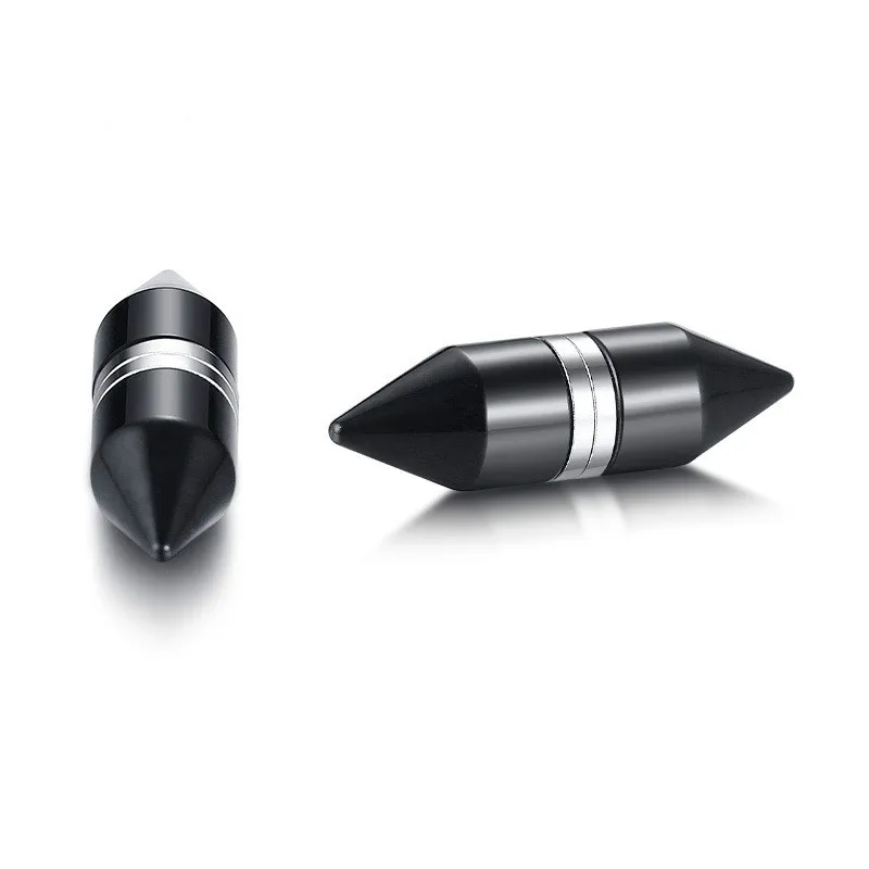 

6MM Magnet Bullet Stud Earrings Men's Personality Black Stainless Steel Earrings Male Punk Style Earings Fashion Jewelry