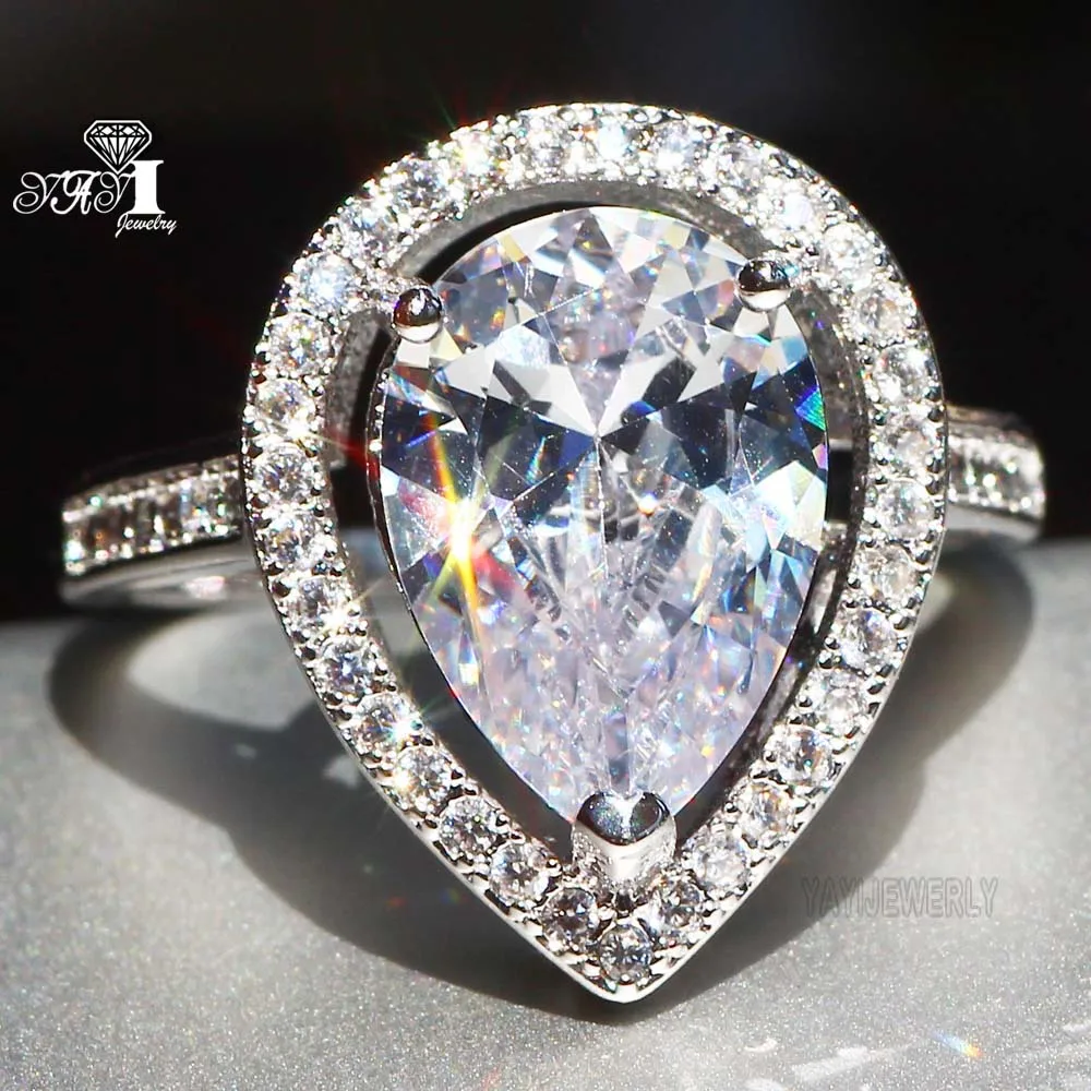 YaYI Jewelry Fashion Princess Cut 5.4 CT White Zircon Silver Color Engagement Rings wedding Heart Rings Party Rings Gifts