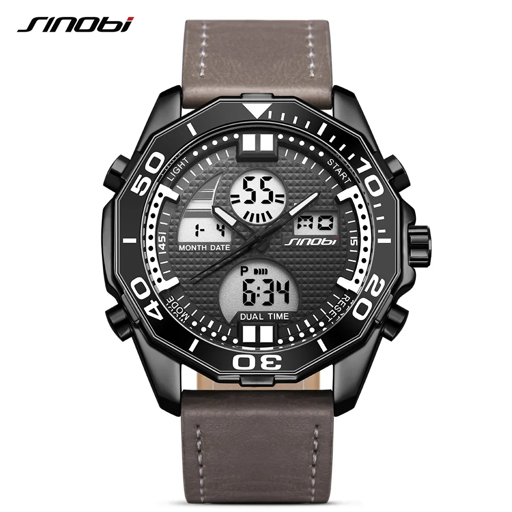 

2019 Double display Men watch Back Light LED Digital Date Analog Man Alarm Military Sport Casual Wrist Watch Relogio Masculino