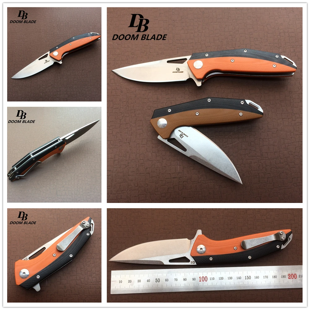 

7.9" Plus Knives 60-61HRC Folding Knife D2 Blade G10 Handle Ball Bearing Outdoor Tactical Survival Camping Utility Military
