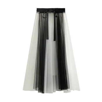 

Womail Skirt Women Chiffon Spring Summer Elastic High Waist Long Mesh Skirt Womens Tutu Loose Long Skirt Summer Elegant May 15