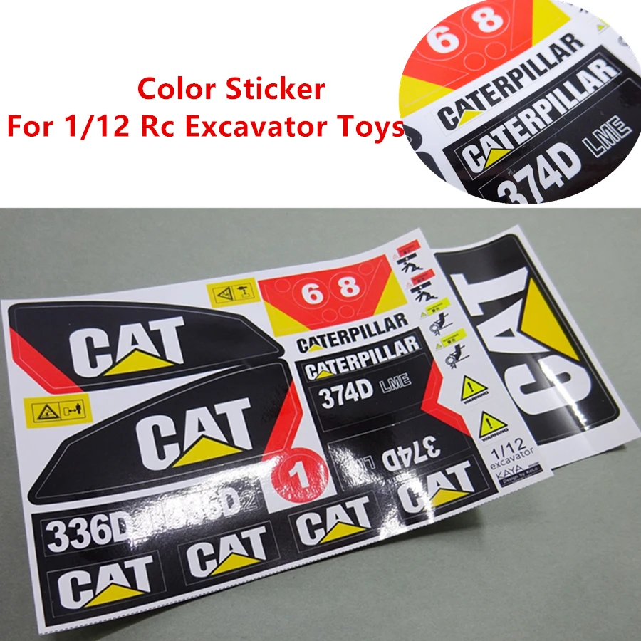 Color Waterproof Stickers Fit For 1/12 RC Hydraulic Excavator Toys Model CAT 336D2
