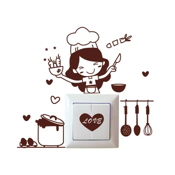 

Kitchen Decoration DIY Cartoon Self-adhesive Funny Stickers Switch Sticker mural Vinyl Wall Sticker Waterproof Removable