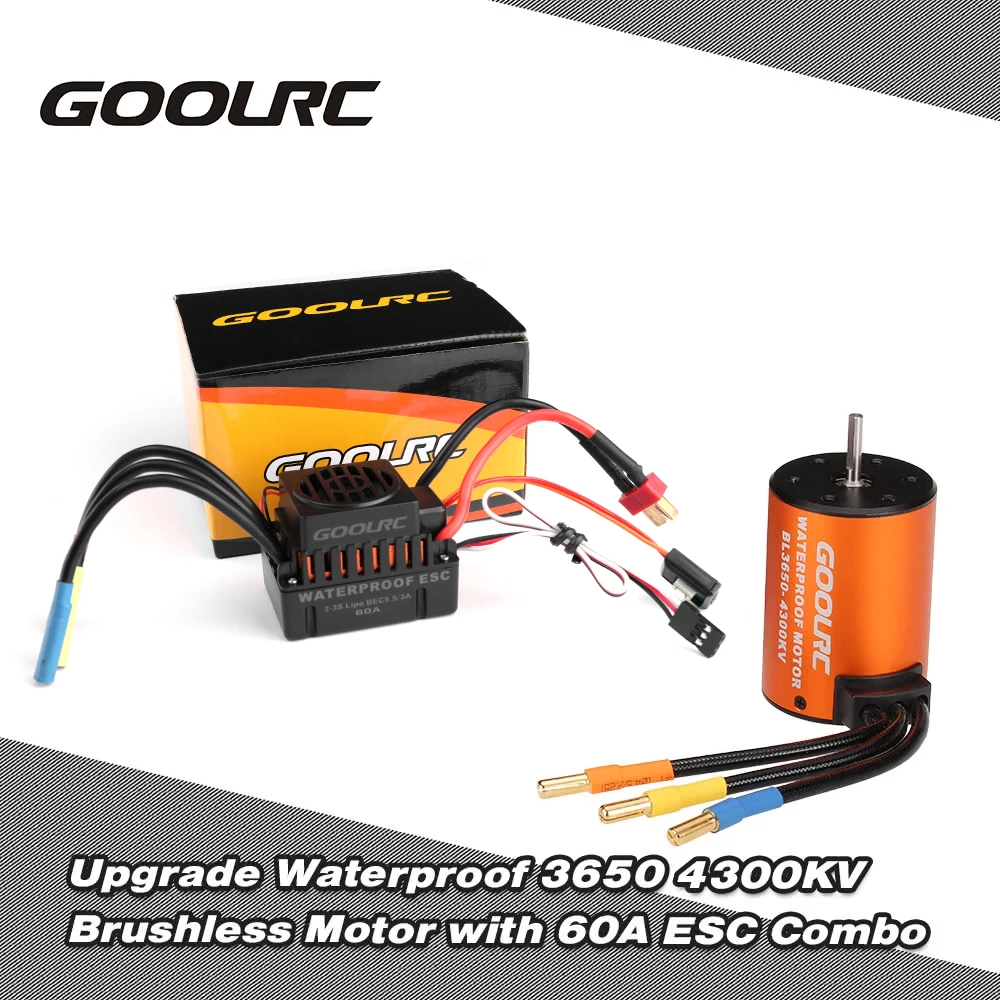 

RC Set GoolRC Upgrade Waterproof 3650 3500KV BrushlessRC Motor with 60A ESC Combo Set for 1/10 RC Car