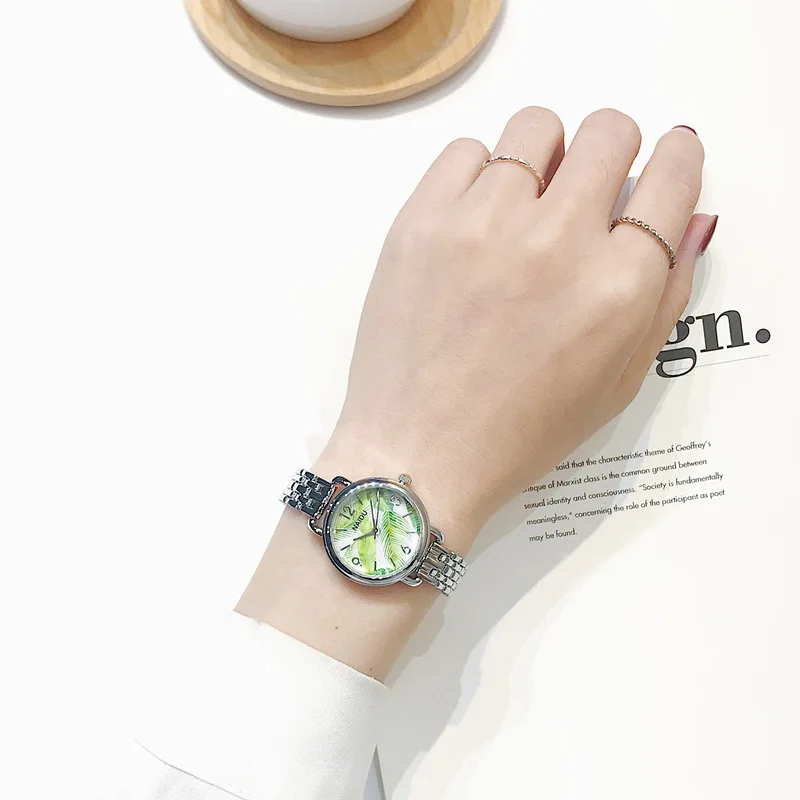 

Exquisite Creative Plant Pattern Design Dial Women's Watches Full Steel Ladies Casual Quartz Wristwatch Female Elegant Watch