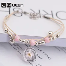 Летний стильный тканый браслет из стеклянных шаров, плетеные браслеты с цветами на удачу, ручная работа, сушеные цветы из стеклянных бусин, браслет для женщин, ювелирные изделия