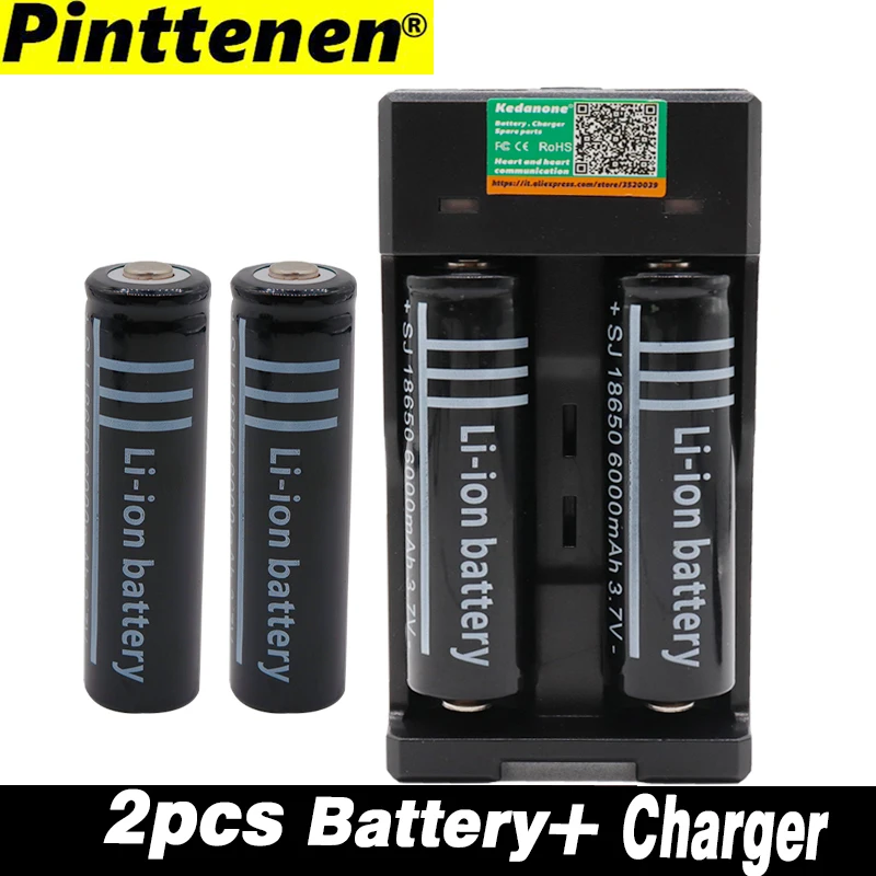 

3.7V 18650 batttery 18650 6000mah Li-ion Rechargeable Battery For Emergency lighting portable Device Free Ship and USB charger