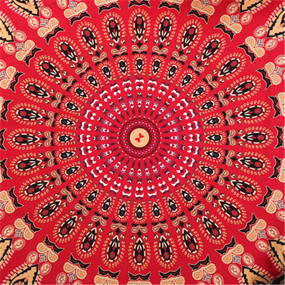 Круглый Хиппи Мандала павлин цветок индийский гобелен настенный богемный - Фото №1