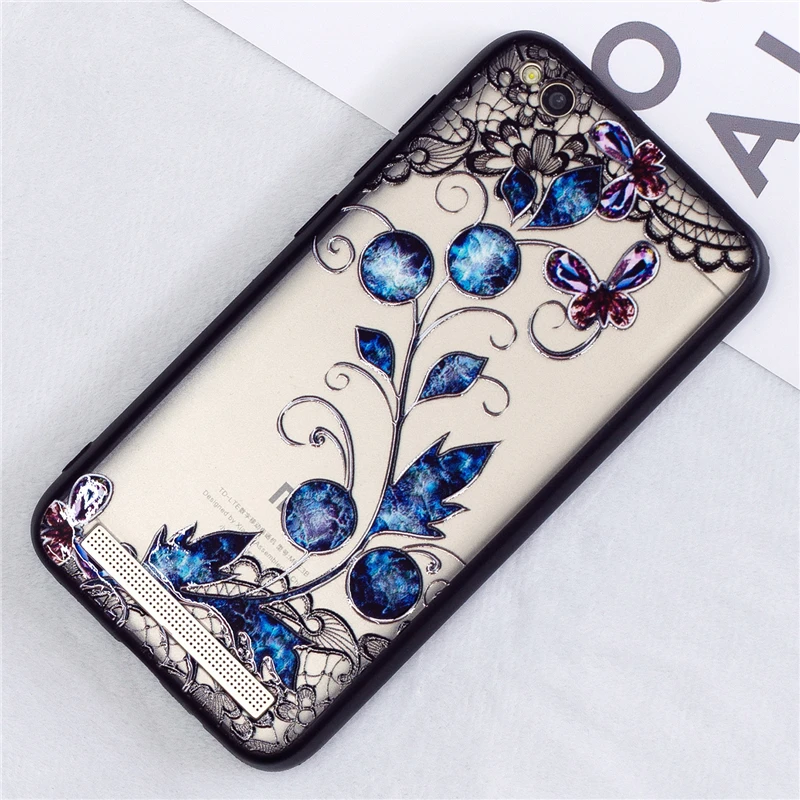 For Redmi 5 Plus Case Luxury 3D Lace Flower Butterfly Phone Back Cover For Xiaomi Redmi 5A Sexy Floral Hard PC Fundas Coque Capa (1)