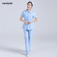 Sanxiaxin медицинская форма медсестры лабораторный халат Рабочая Униформа медсестры хирургическая униформа для салонов красоты аптека женские наборы скрабов