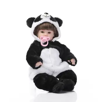 

Nicery 18inch 45cm Bebe Doll Reborn Soft Silicone Boy Girl Toy Reborn Baby Doll Gift for Children Black White Panda