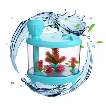 

Creative Fish Tank Humidifier 460ML Household Mini USB Ultrasonic Air Humidifier Night Light Aroma Oil Diffuser for home
