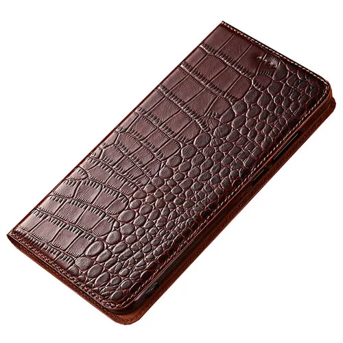 dark brown Чехол для Xiaomi Redmi Note 7 с узором «крокодиловая кожа», чехол-кошелек из натуральной кожи для Redmi Note 7 Pro, чехол для телефона s - Цвет: dark brown