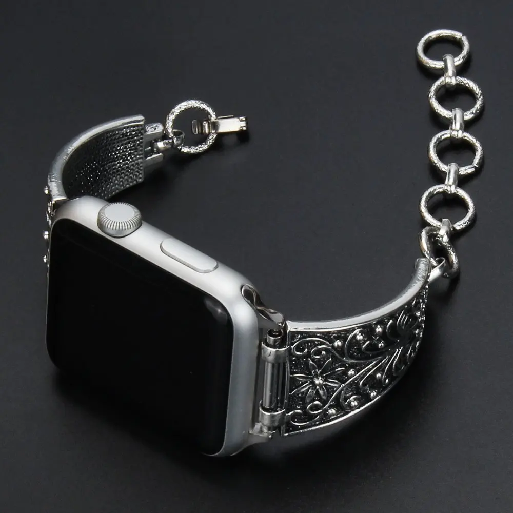 

Vintage Chain Jewelry Bracelet Band for apple watch series 3 2 1 strap for iwatch 38mm 42mm Retro Adjustable Wrist replacement