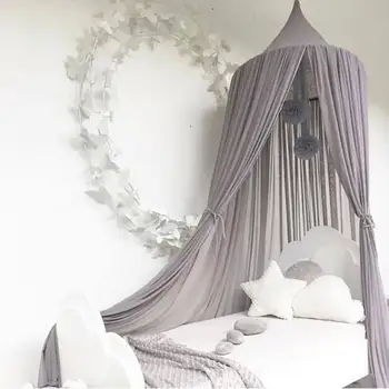 

Princess Style Mosquito Net Round Dome Bed Canopy Cotton Linen Mosquito Net Curtain for Children Room Comfort Decoration