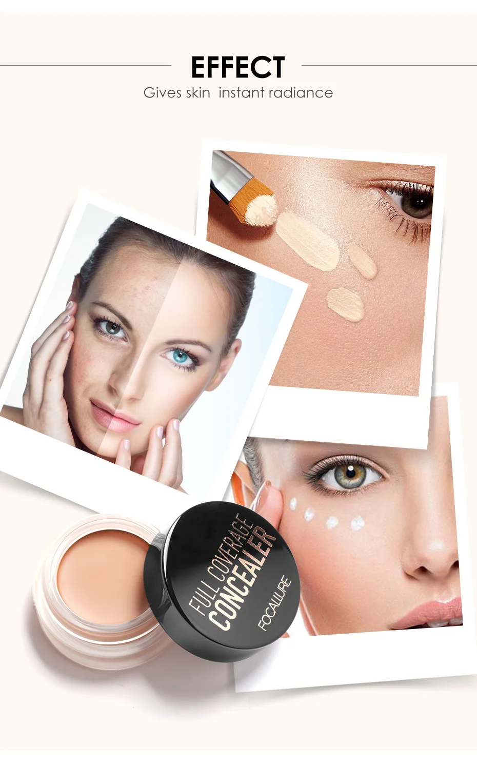 FOCALLURE 7 Colors Full Cover Concealer Cream Makeup Primer Cover Foundation Base Lasting Oil Control Cream Concealer
