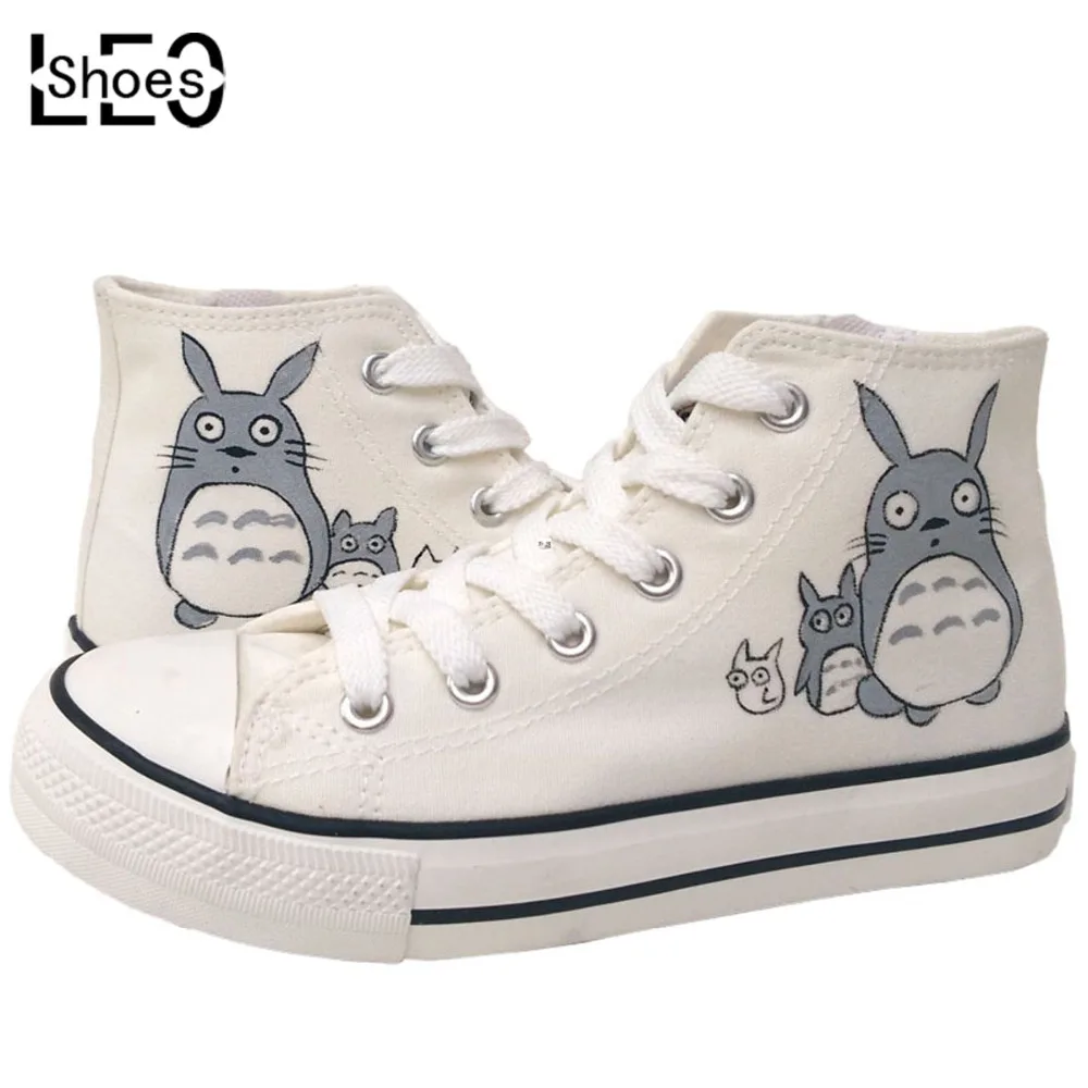 

Anime Totoro Children Graffiti Canvas Shoes Boys Girls Student School Sport Sneakers High Top Lace-Up Breathable Casual Shoes