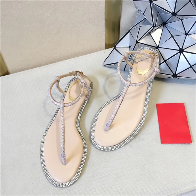 Cheap Luxury Crystal Women Shoes Sandals Summer Flip Flops Flats Fashion Cross Strap Flat Sandals Gladiator Shoes 10