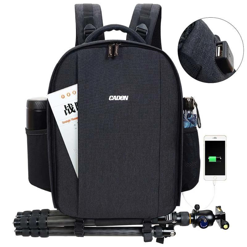 Caden Waterproof DSLR Video Camera Backpack Shoulders Bag 14in Laptop