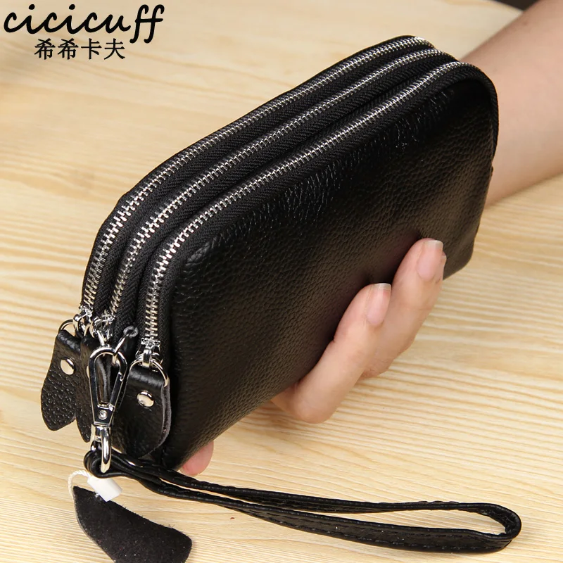 CICICUFF Genuine Leather Women Wallet Large Capacity Three Layers Zipper Cellphone Pouch Coin Purse Female Wrist Bag Clutch New CICICUFF Genuine Leather Women Wallet Large Capacity Three Layers Zipper Cellphone Pouch Coin Purse Female Wrist Bag Clutch New