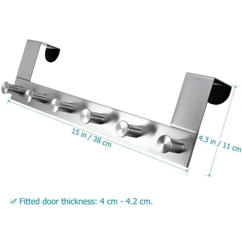 OUNONA из нержавеющей стали дверной крючок настенный подвесной стеллаж над дверью ткань брюки шляпа полотенце крючки шкаф задний крючок с 6 крючками